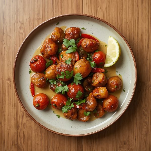 Rostad färskpotatis med tomat, koriander och citron